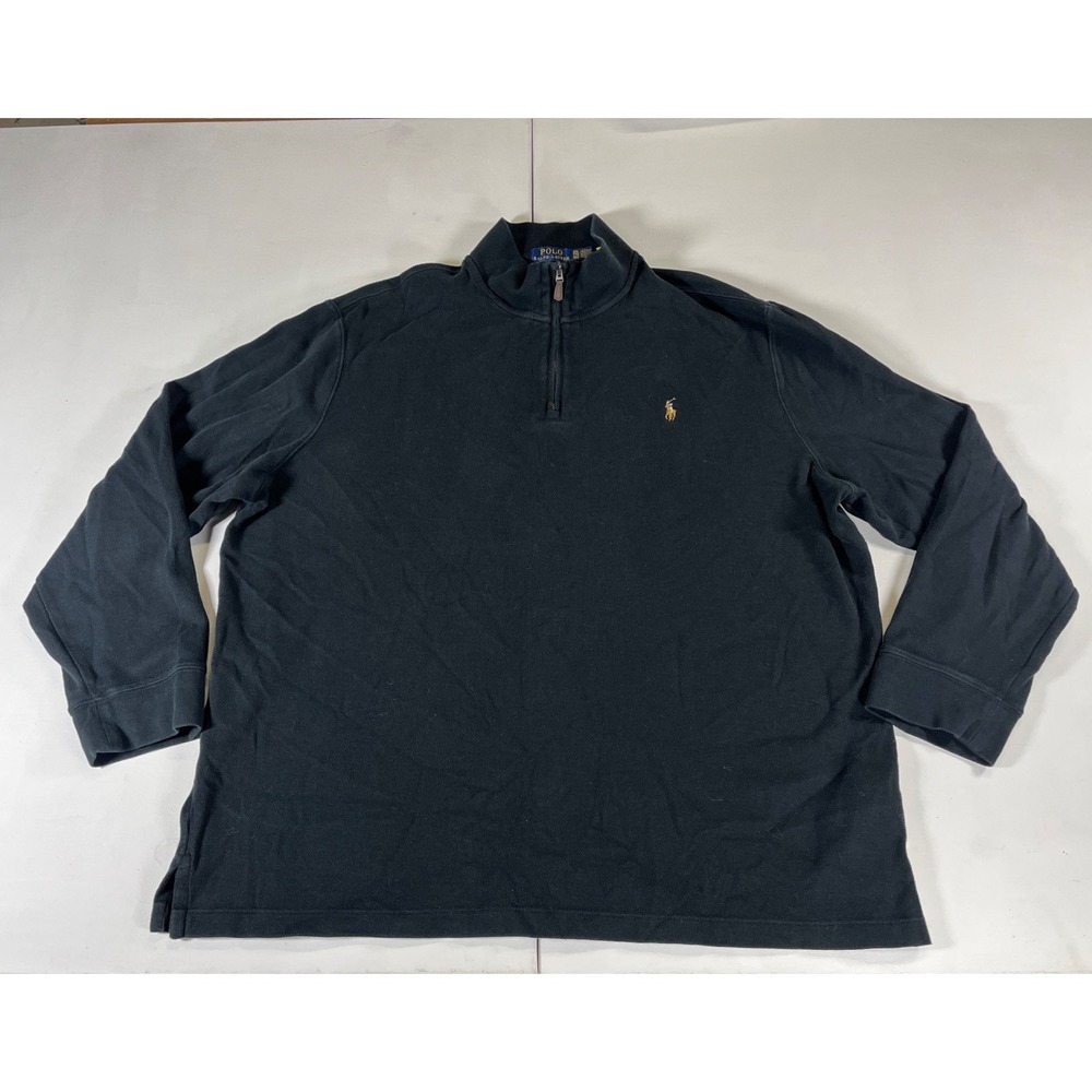Polo Ralph Lauren Estate Rib Quarter Zip Pullover Cotton Sweater Black Men's XXL